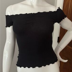 Hollister Ribbed Black Off the Shoulder Top